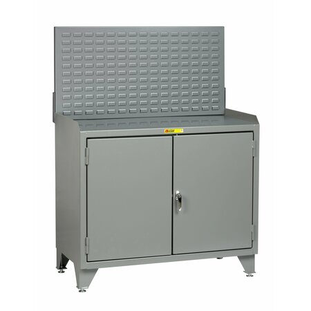 LITTLE GIANT Counter Height Bench Cabinet, 36"W, Solid Doors, Steel Top, Louvered MB3LL-2D-2436LP